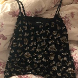 Retrofete sequin leopard cami top